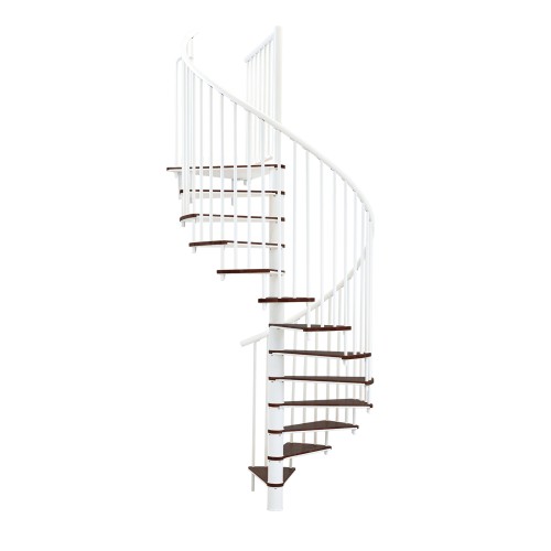 Minka Spindeltreppe Switch 36 - 295cm Geschosshöhe Walnuss Weiß 160cm Durchmesser