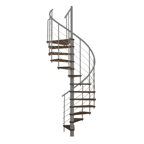 Minka Spindeltreppe Venezia Smart 38 - 305,5cm Geschosshöhe Walnuss Grau 140cm Durchmesser