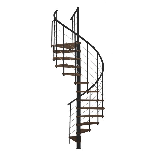 Minka Spindeltreppe Venezia Smart 38 - 305,5cm Geschosshöhe Walnuss Schwarz 120cm Durchmesser