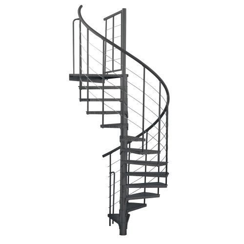 Minka Außenspindeltreppe Spino Zink Color 38 - 305,5cm Geschosshöhe Anthrazit 140cm Durchmesser