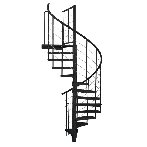 Minka Außenspindeltreppe Spino Zink Color 38 - 305,5cm Geschosshöhe Schwarz 120cm Durchmesser
