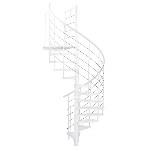 Minka Außenspindeltreppe Spino Zink Color 38 - 305,5cm Geschosshöhe Weiß 140cm Durchmesser