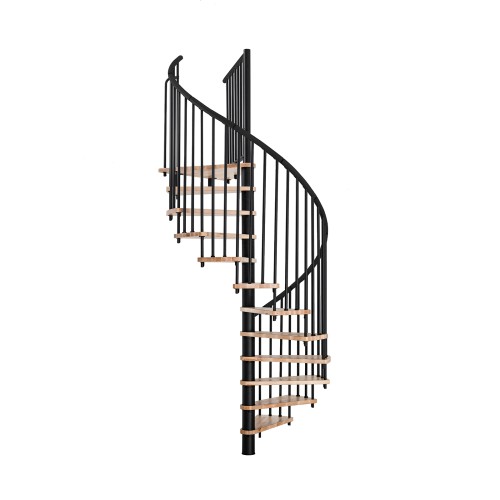 Minka Spindeltreppe Spiral Effect 38 - 305,5cm Geschosshöhe Buche Schwarz 140cm Durchmesser