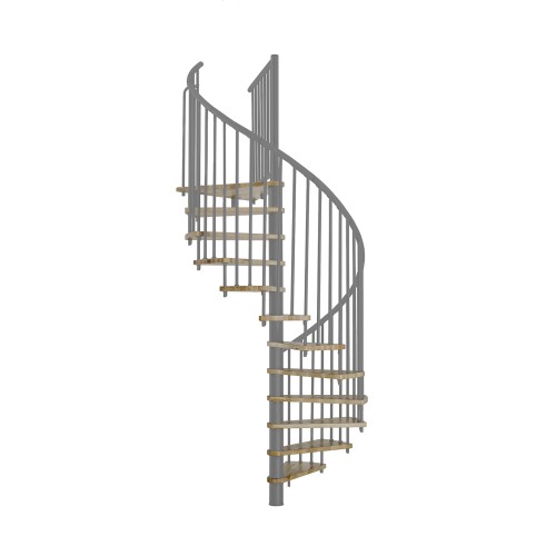 Minka Spindeltreppe Spiral Effect 38 - 305,5cm Geschosshöhe Eiche Grau 160cm Durchmesser