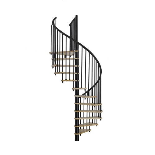 Minka Spindeltreppe Spiral Effect 38 - 305,5cm Geschosshöhe Eiche Schwarz 120cm Durchmesser