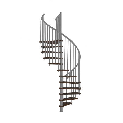 Minka Spindeltreppe Spiral Effect 38 - 305,5cm Geschosshöhe Walnuss Grau 160cm Durchmesser