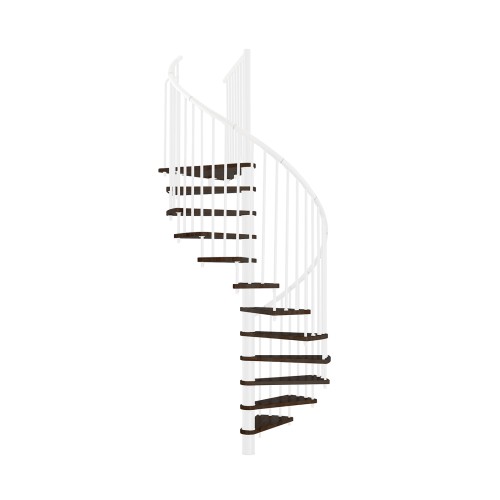 Minka Spindeltreppe Spiral Effect 38 - 305,5cm Geschosshöhe Walnuss Weiß 120cm Durchmesser