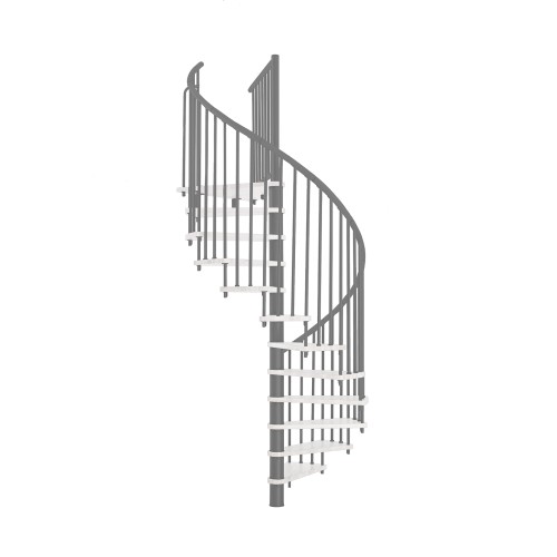 Minka Spindeltreppe Spiral Effect 38 - 305,5cm Geschosshöhe Weiß Grau 120cm Durchmesser