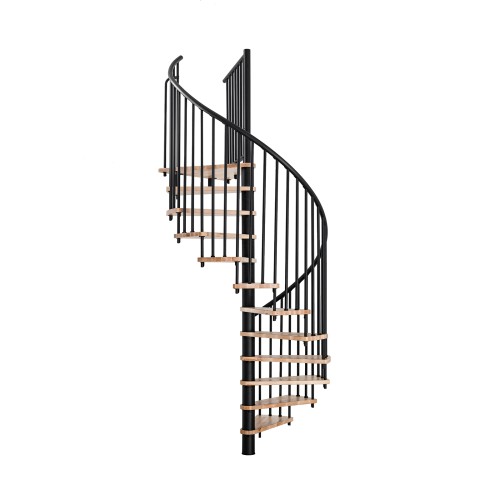 Minka Spindeltreppe Spiral Smart 38 - 305,5cm Geschosshöhe Buche Schwarz 160cm Durchmesser