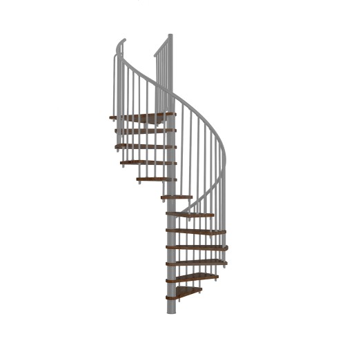 Minka Spindeltreppe Spiral Smart 38 - 305,5cm Geschosshöhe Walnuss Grau 140cm Durchmesser