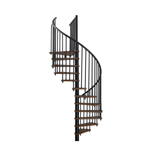 Minka Spindeltreppe Spiral Smart 38 - 305,5cm Geschosshöhe Walnuss Schwarz 120cm Durchmesser