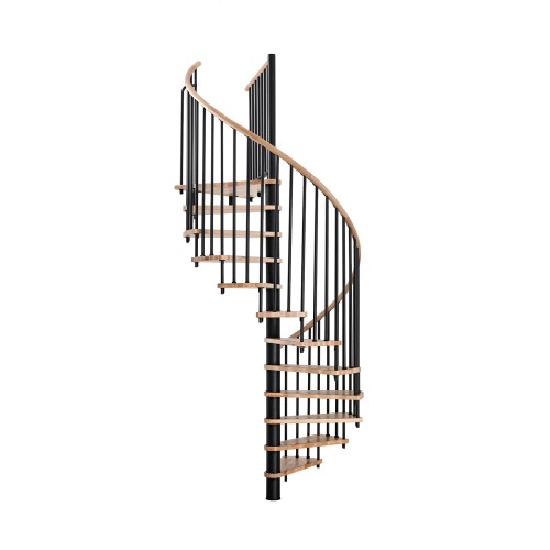 Minka Spindeltreppe Spiral Wood 38 - 305,5cm Geschosshöhe Buche Schwarz 120cm Durchmesser