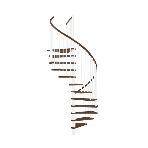 Minka Spindeltreppe Spiral Wood 38 - 305,5cm Geschosshöhe Walnuss Weiß 120cm Durchmesser