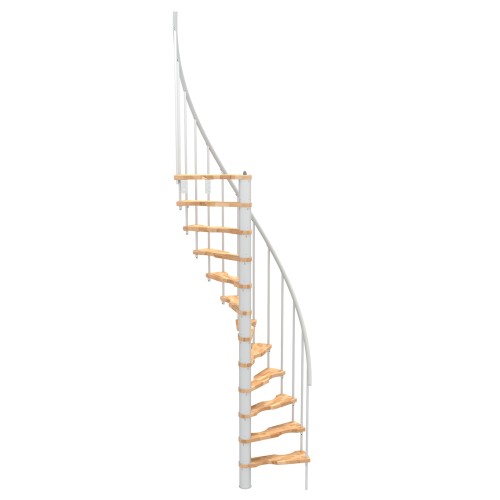 Minka Spindeltreppe Suono Smart 38 - 305,5cm Geschosshöhe Buche Weiß für 120x68cm Deckenöffnung