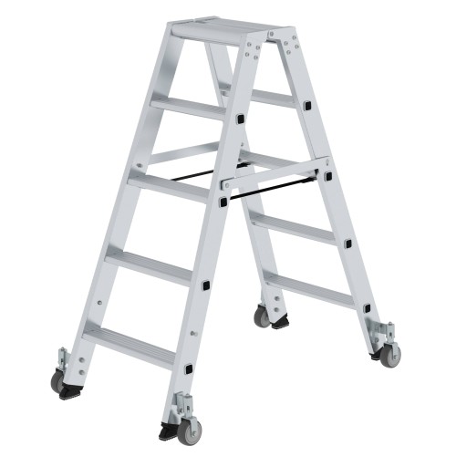 MUNK Stehleiter beidseitig begehbar mit Rollen 2x5 Stufen