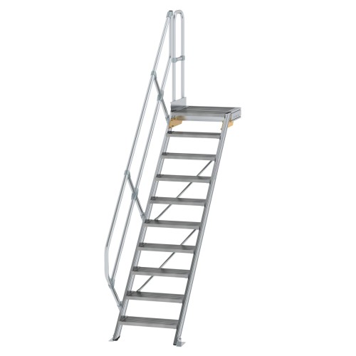 MUNK Treppe mit Plattform 45° inkl. einen Handlauf, 600mm Stufenbreite, 10 Stufen