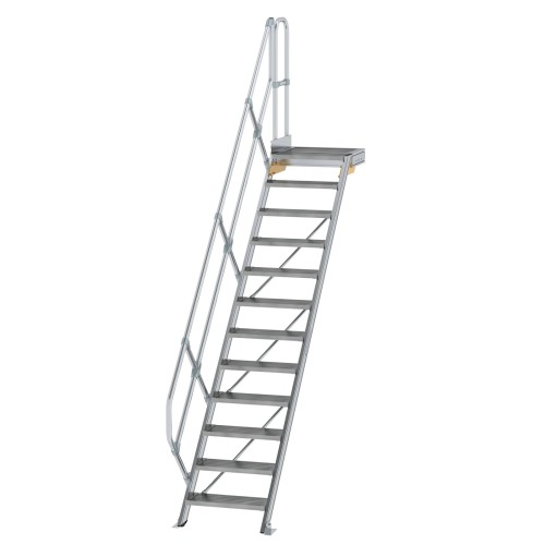 MUNK Treppe mit Plattform 45° inkl. einen Handlauf, 600mm Stufenbreite, 12 Stufen