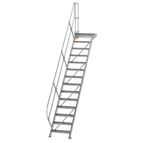 MUNK Treppe mit Plattform 45° inkl. einen Handlauf, 600mm Stufenbreite, 14 Stufen