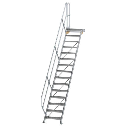 MUNK Treppe mit Plattform 45° inkl. einen Handlauf, 600mm Stufenbreite, 15 Stufen