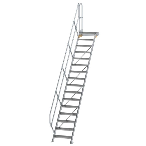 MUNK Treppe mit Plattform 45° inkl. einen Handlauf, 600mm Stufenbreite, 16 Stufen