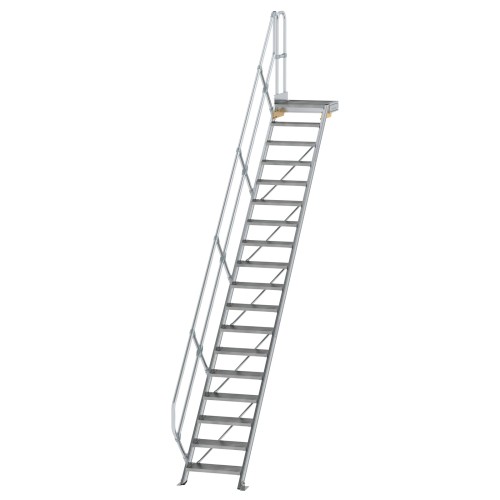 MUNK Treppe mit Plattform 45° inkl. einen Handlauf, 600mm Stufenbreite, 17 Stufen