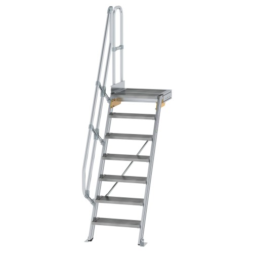 MUNK Treppe mit Plattform 60° inkl. einen Handlauf, 600mm Stufenbreite, 7 Stufen