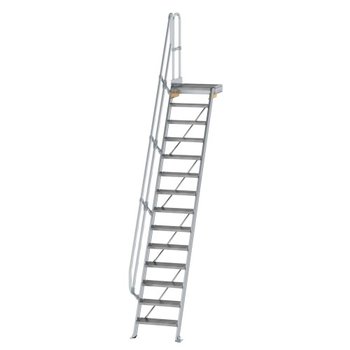 MUNK Treppe mit Plattform 60° inkl. einen Handlauf, 600mm Stufenbreite, 14 Stufen