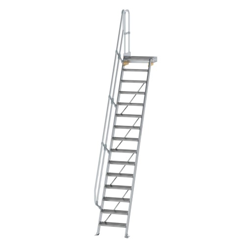 MUNK Treppe mit Plattform 60° inkl. einen Handlauf, 600mm Stufenbreite, 15 Stufen
