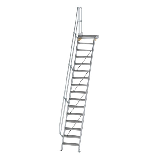 MUNK Treppe mit Plattform 60° inkl. einen Handlauf, 600mm Stufenbreite, 16 Stufen