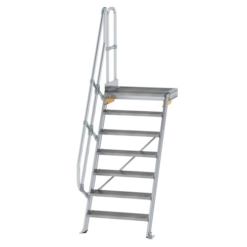 MUNK Treppe mit Plattform 60° inkl. einen Handlauf, 800mm Stufenbreite, 7 Stufen