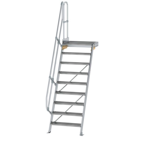 MUNK Treppe mit Plattform 60° inkl. einen Handlauf, 800mm Stufenbreite, 9 Stufen