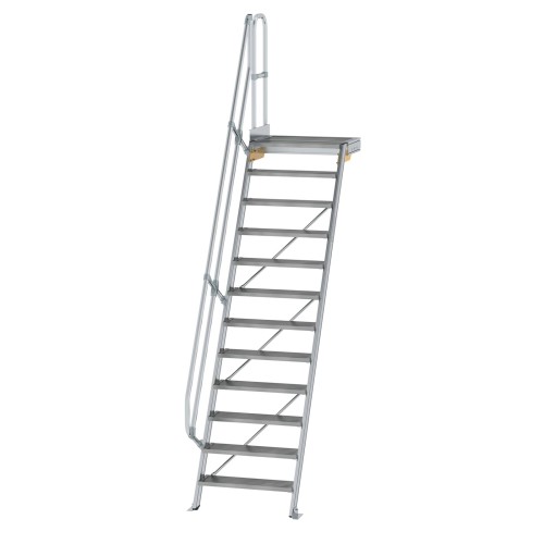 MUNK Treppe mit Plattform 60° inkl. einen Handlauf, 800mm Stufenbreite, 12 Stufen