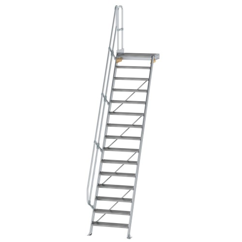 MUNK Treppe mit Plattform 60° inkl. einen Handlauf, 800mm Stufenbreite, 15 Stufen
