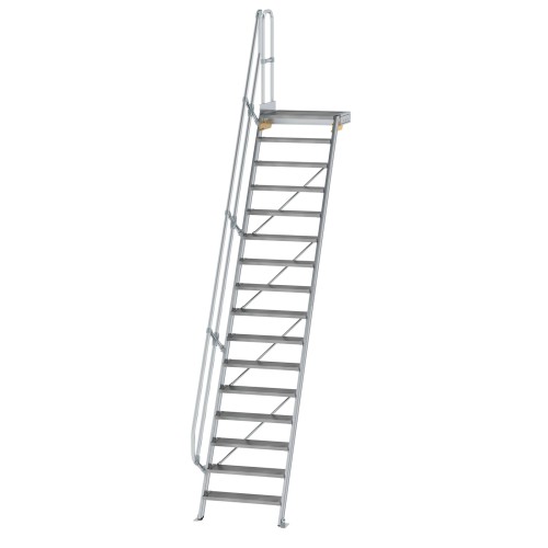 MUNK Treppe mit Plattform 60° inkl. einen Handlauf, 800mm Stufenbreite, 16 Stufen