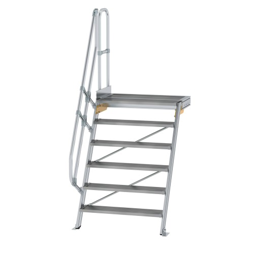 MUNK Treppe mit Plattform 60° inkl. einen Handlauf, 1000mm Stufenbreite, 6 Stufen