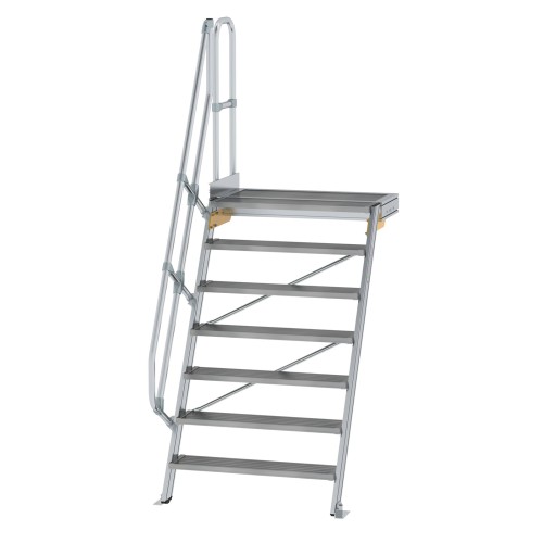 MUNK Treppe mit Plattform 60° inkl. einen Handlauf, 1000mm Stufenbreite, 7 Stufen