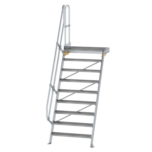 MUNK Treppe mit Plattform 60° inkl. einen Handlauf, 1000mm Stufenbreite, 9 Stufen
