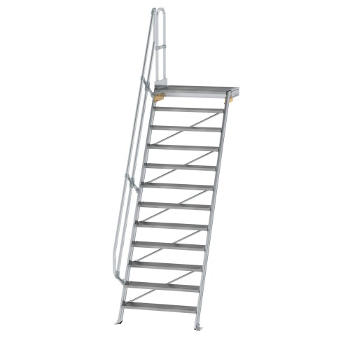 MUNK Treppe mit Plattform 60° inkl. einen Handlauf, 1000mm Stufenbreite, 12 Stufen