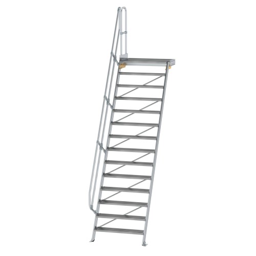 MUNK Treppe mit Plattform 60° inkl. einen Handlauf, 1000mm Stufenbreite, 14 Stufen