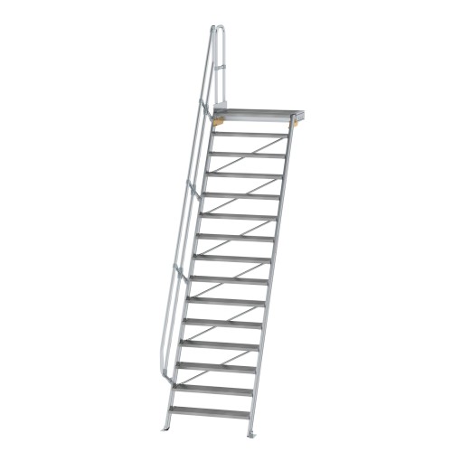 MUNK Treppe mit Plattform 60° inkl. einen Handlauf, 1000mm Stufenbreite, 15 Stufen