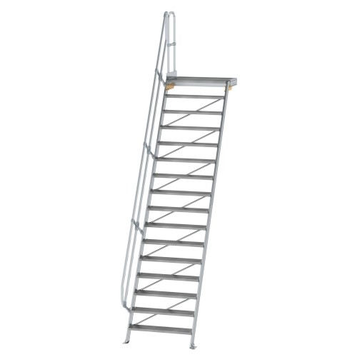 MUNK Treppe mit Plattform 60° inkl. einen Handlauf, 1000mm Stufenbreite, 16 Stufen