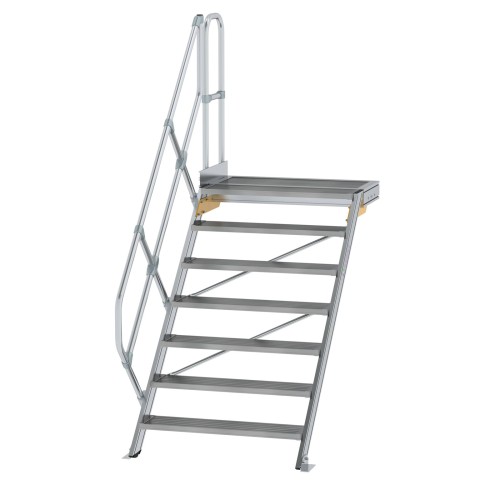MUNK Treppe mit Plattform 45° inkl. einen Handlauf, 1000mm Stufenbreite, 7 Stufen