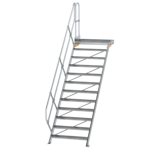 MUNK Treppe mit Plattform 45° inkl. einen Handlauf, 1000mm Stufenbreite, 12 Stufen