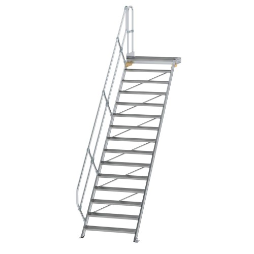 MUNK Treppe mit Plattform 45° inkl. einen Handlauf, 1000mm Stufenbreite, 15 Stufen