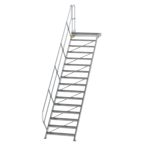 MUNK Treppe mit Plattform 45° inkl. einen Handlauf, 1000mm Stufenbreite, 16 Stufen