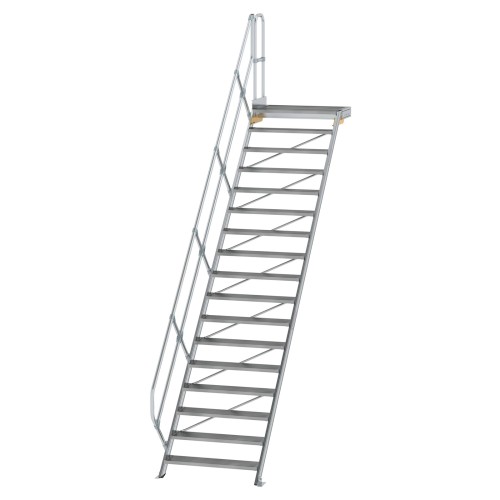 MUNK Treppe mit Plattform 45° inkl. einen Handlauf, 1000mm Stufenbreite, 17 Stufen