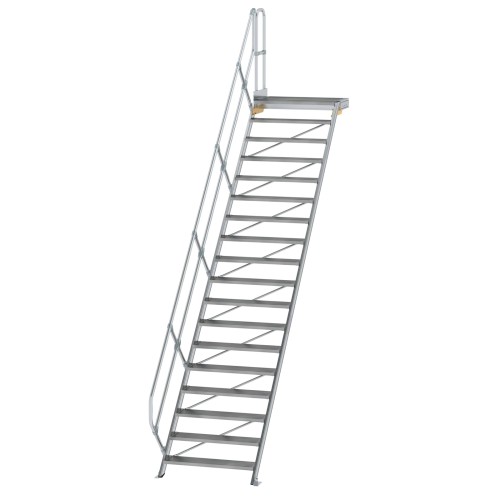 MUNK Treppe mit Plattform 45° inkl. einen Handlauf, 1000mm Stufenbreite, 18 Stufen