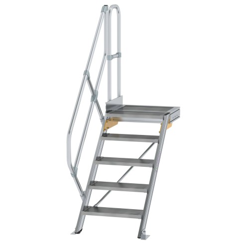 MUNK Treppe mit Plattform 45° inkl. einen Handlauf, 600mm Stufenbreite, 5 Stufen