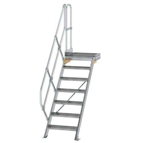 MUNK Treppe mit Plattform 45° inkl. einen Handlauf, 600mm Stufenbreite, 7 Stufen