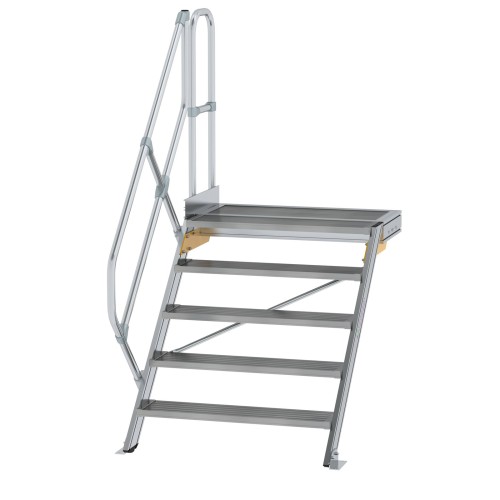 MUNK Treppe mit Plattform 45° inkl. einen Handlauf, 800mm Stufenbreite, 5 Stufen